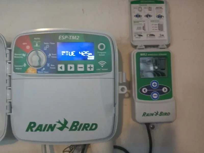 Rain Bird controller with a wireless rain and freeze sensor receiver